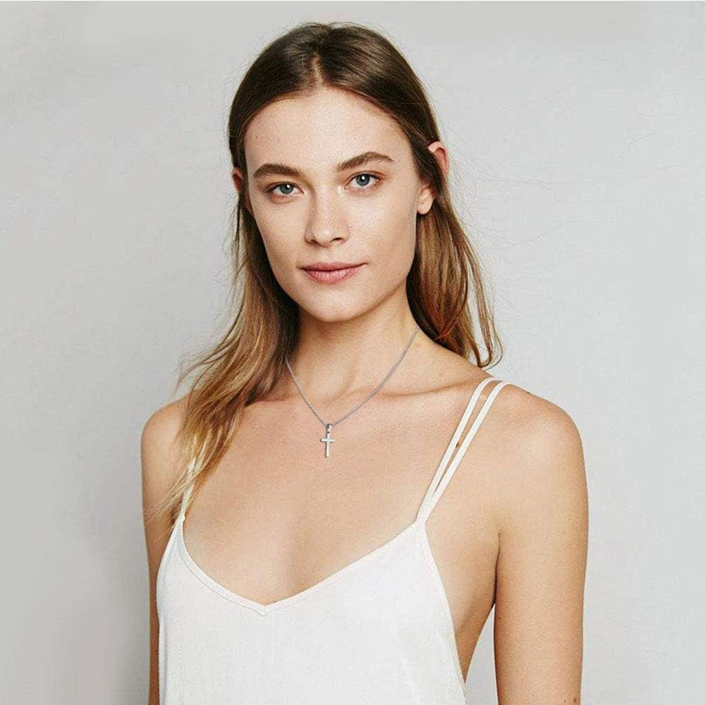 Stainless Steel Cross Pendant Necklaces for Men Pendant Chain 20 Inch Silver