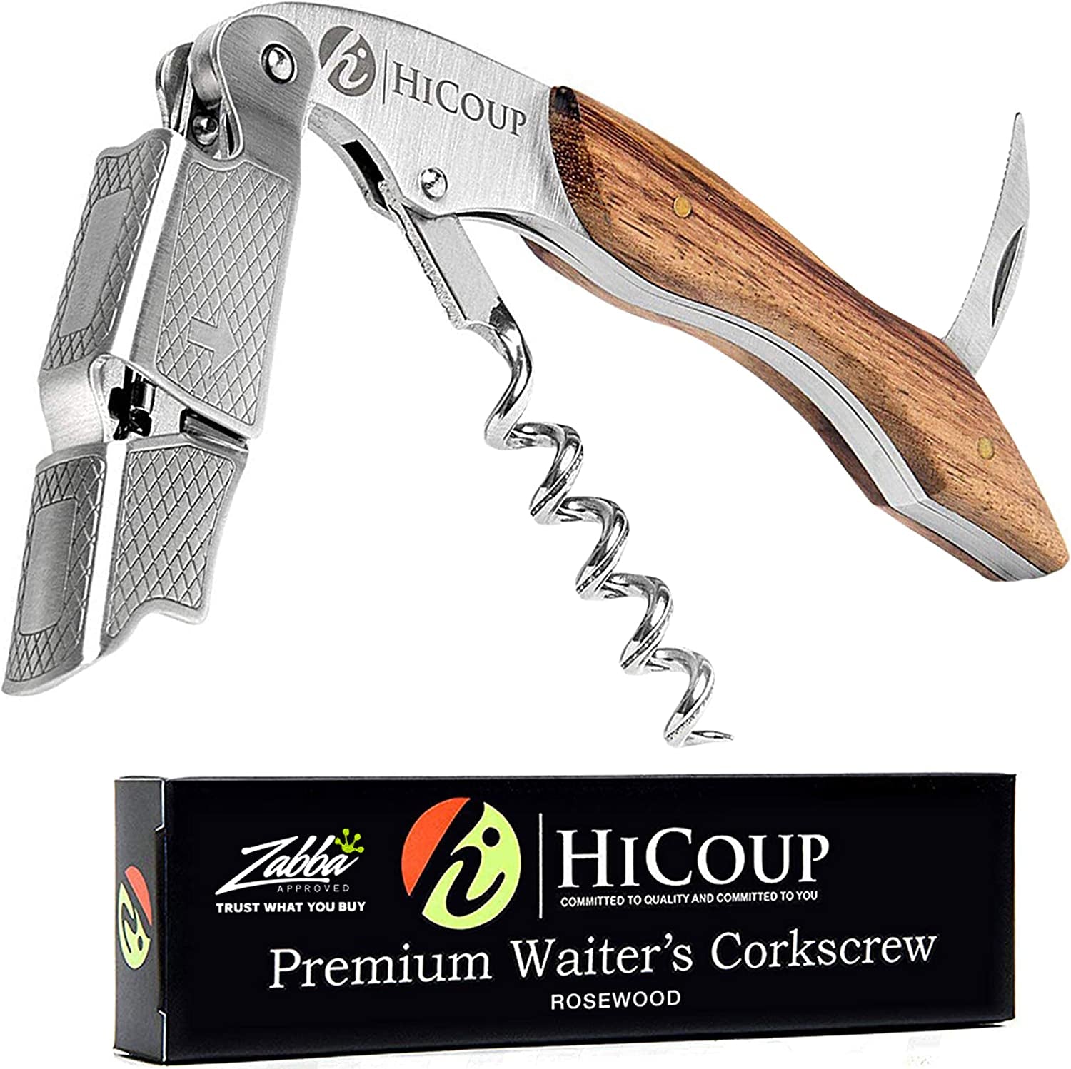 Wine Opener - Professional Corkscrews for Wine Bottles W/Foil Cutter and Cap Remover - Manual Wine Key for Servers, Waiters, Bartenders and Home Use - Classic Rosewood