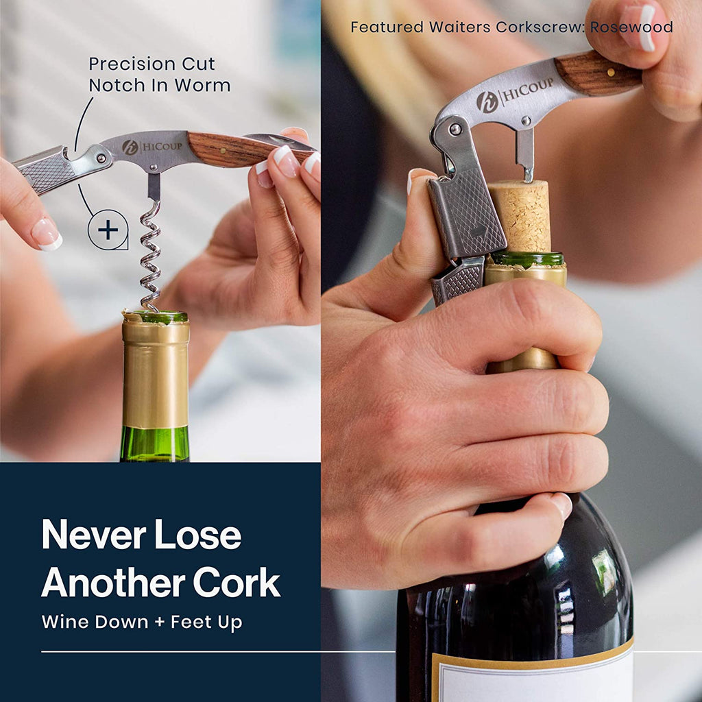 Wine Opener - Professional Corkscrews for Wine Bottles W/Foil Cutter and Cap Remover - Manual Wine Key for Servers, Waiters, Bartenders and Home Use - Classic Rosewood