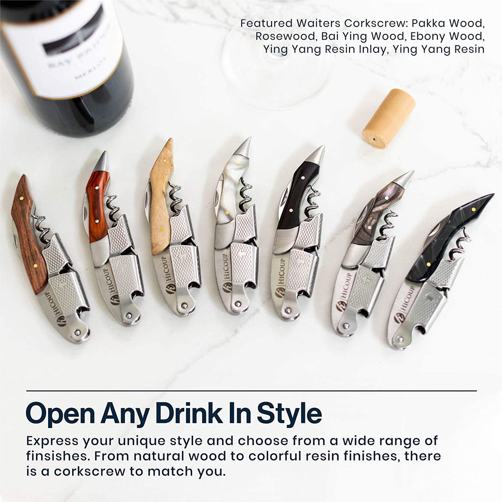 Wine Opener - Professional Corkscrews for Wine Bottles W/Foil Cutter and Cap Remover - Manual Wine Key for Servers, Waiters, Bartenders and Home Use - Classic Rosewood
