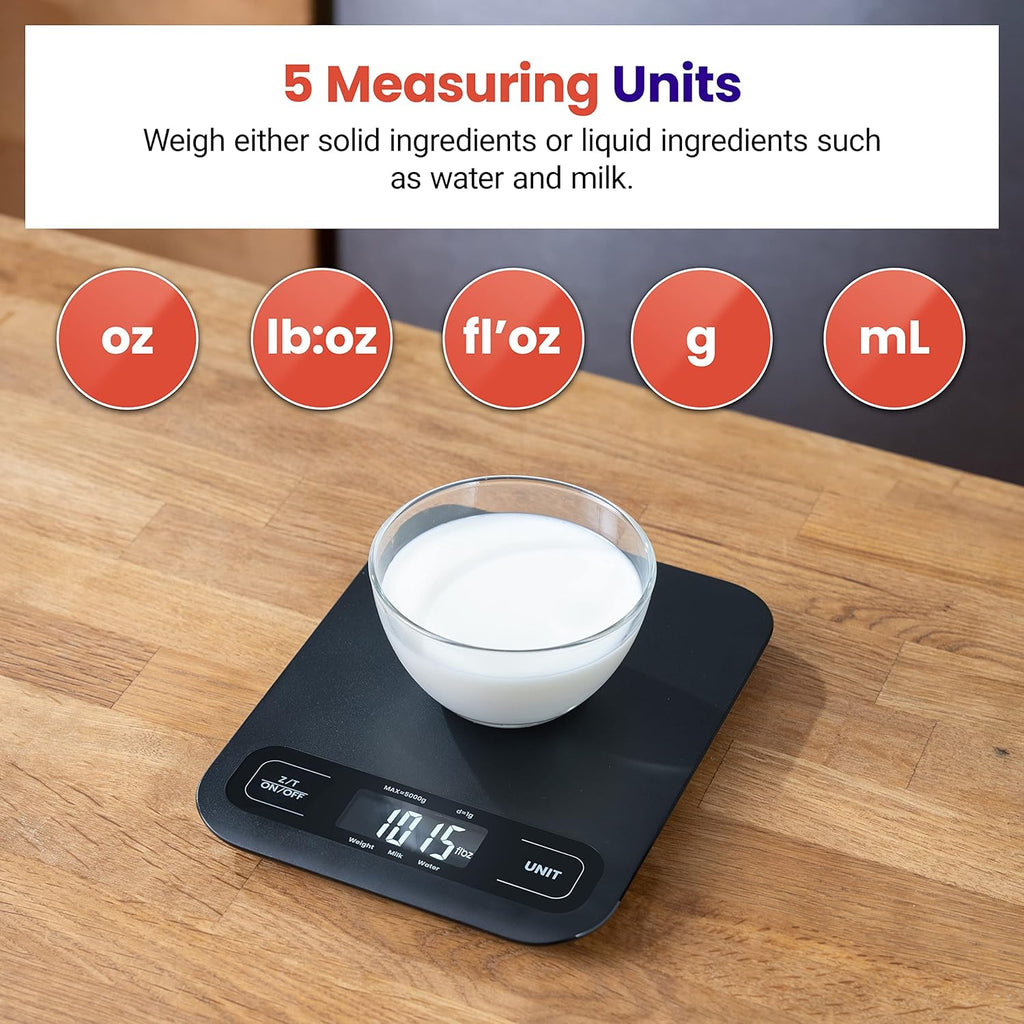 Food Kitchen Scale, Digital Mechanical Weighing Scale,Grams and Ounces for Weight Loss, Baking, Cooking, Keto and Meal Prep, Large, Matte Black