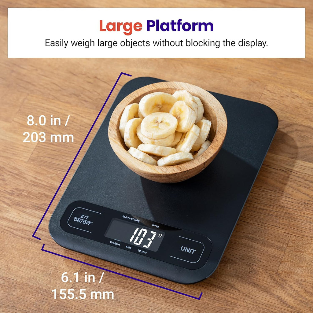 Food Kitchen Scale, Digital Mechanical Weighing Scale,Grams and Ounces for Weight Loss, Baking, Cooking, Keto and Meal Prep, Large, Matte Black