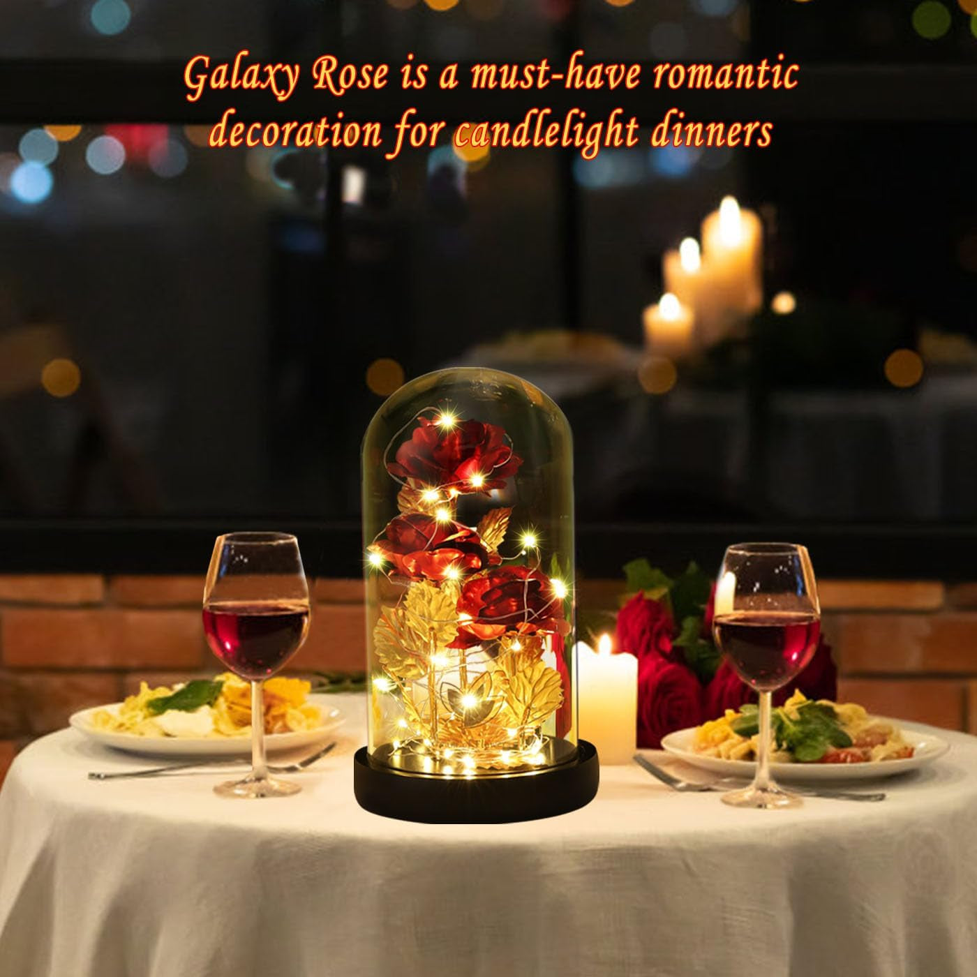 Christmas Flower Gifts for Women,Anniversary Rose Galaxy Flower Rose in Glass Dome,Light up Rose Flowers with 2 Light Modes, Enchanted Rose Gifts for Women for Christmas Birthday Valentines Wedding